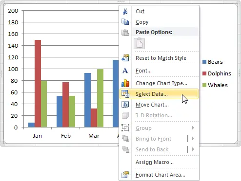 Charts in Excel: Data Series