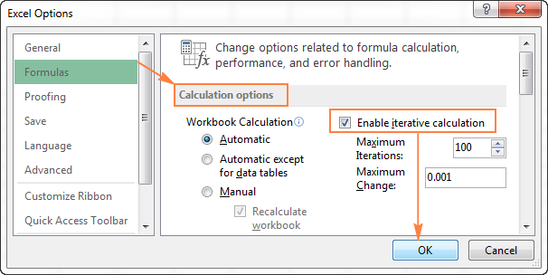 Circular references in Excel: Find and fix