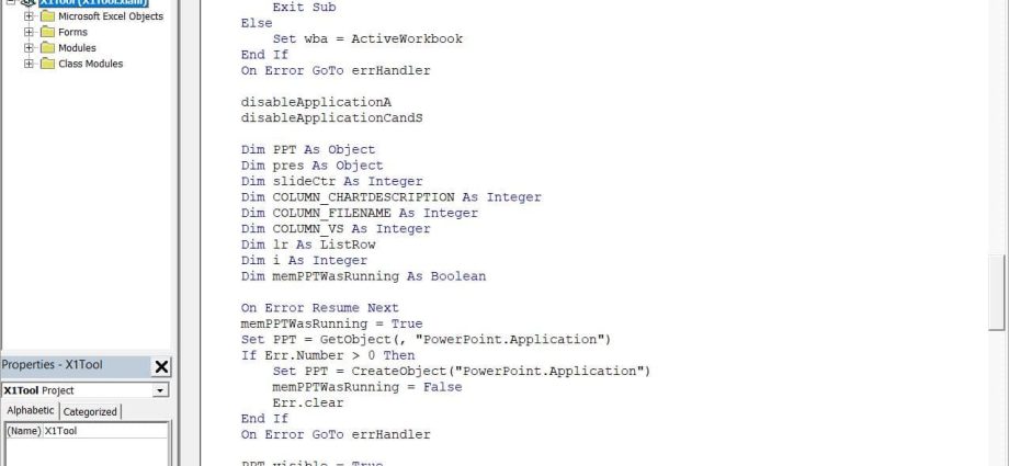 Code Presentation in Excel