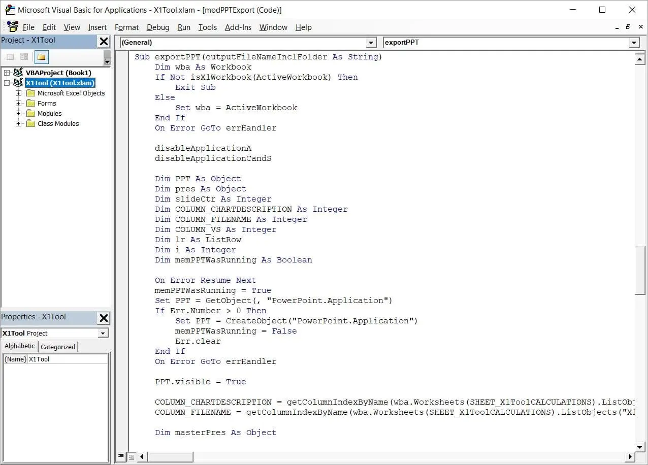 Code Presentation in Excel