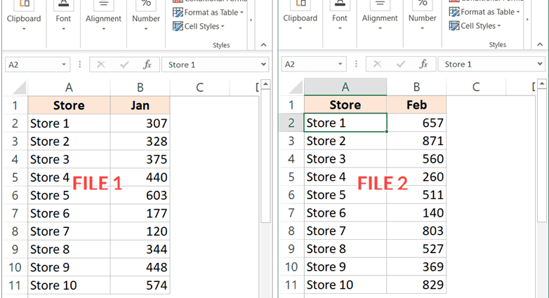 ကွဲပြားမှုအတွက် Excel တွင် ဖိုင် ၂ ဖိုင်ကို နှိုင်းယှဉ်ခြင်း။