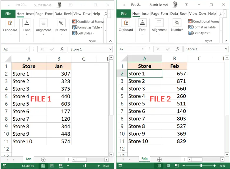 Comparing 2 files in Excel for differences