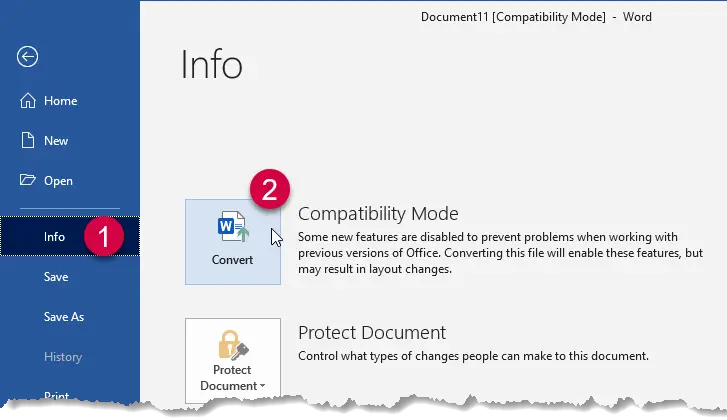 Compatibility mode in Word