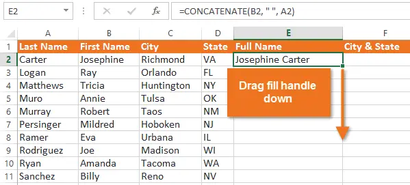 CONCATENATE function in Excel - usage guide with examples