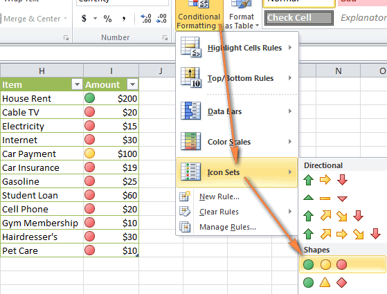 Conditional Formatting in Excel: Icon Sets