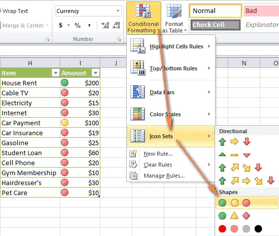 Conditional Formatting in Excel: Icon Sets