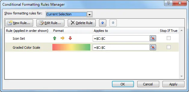 Conditional formatting of Excel cells based on their values