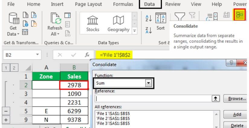 Consolidation in Excel