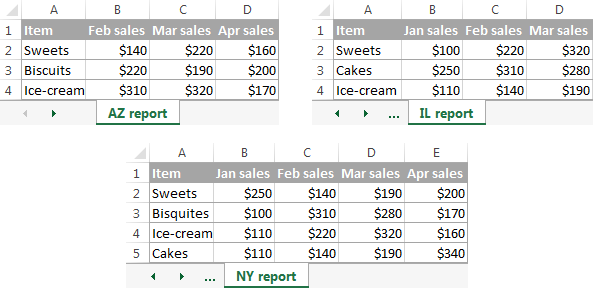 Consolidation (merging) of data from several tables into one