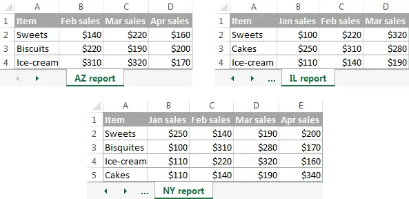 Consolidation (merging) of data from several tables into one