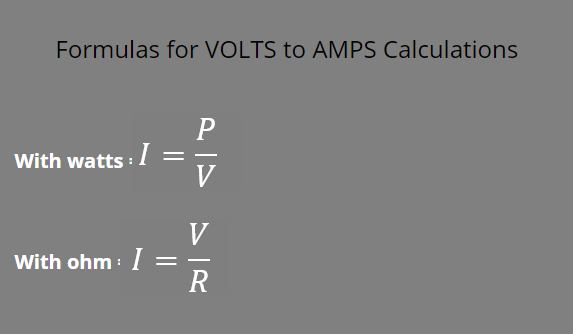 Konverter ampere (A) til volt (V)