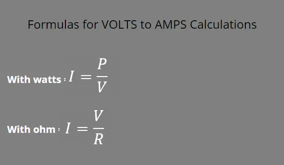 Convert amperes (A) to volts (V)