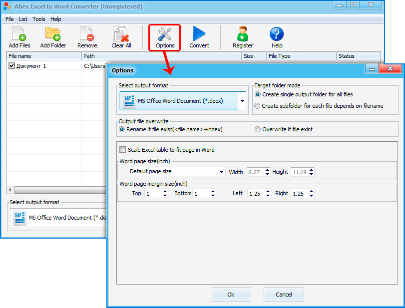 Convert Excel spreadsheet to Word document