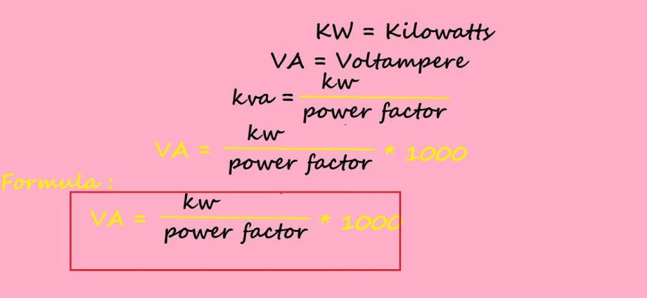 Convert kilowatts (kW) to volt-amperes (VA)