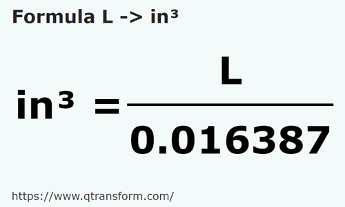 Convert liters (L) to cubic inches, feet, and yards