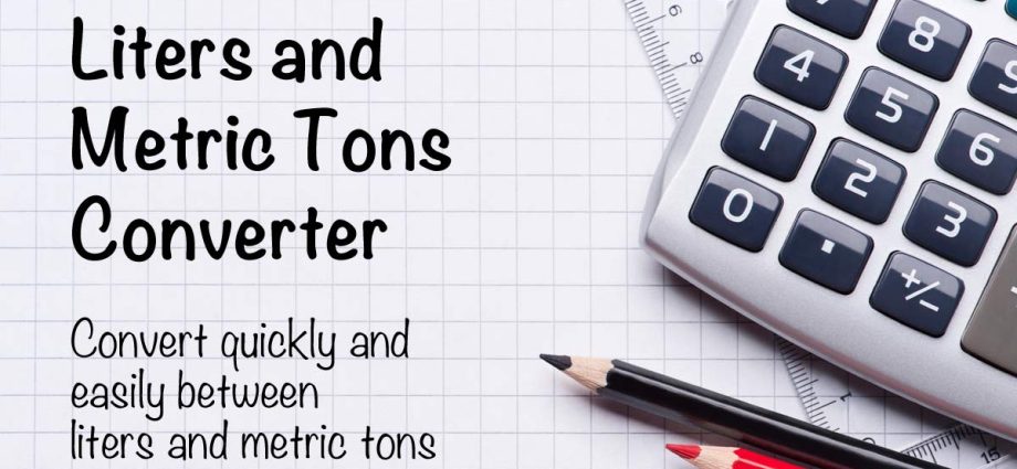 Convert liters (l) to tons (t)