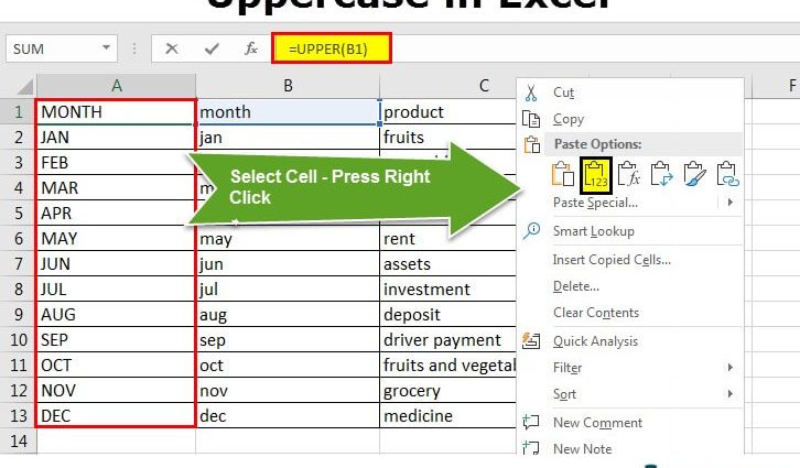 Convert text to lower and upper case in Excel