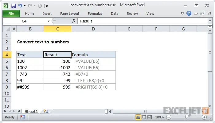 Convert text to numbers in Excel