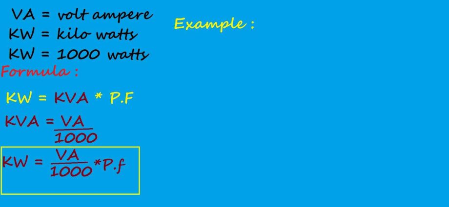 Convert volt-amperes (VA) to kilowatts (kW)