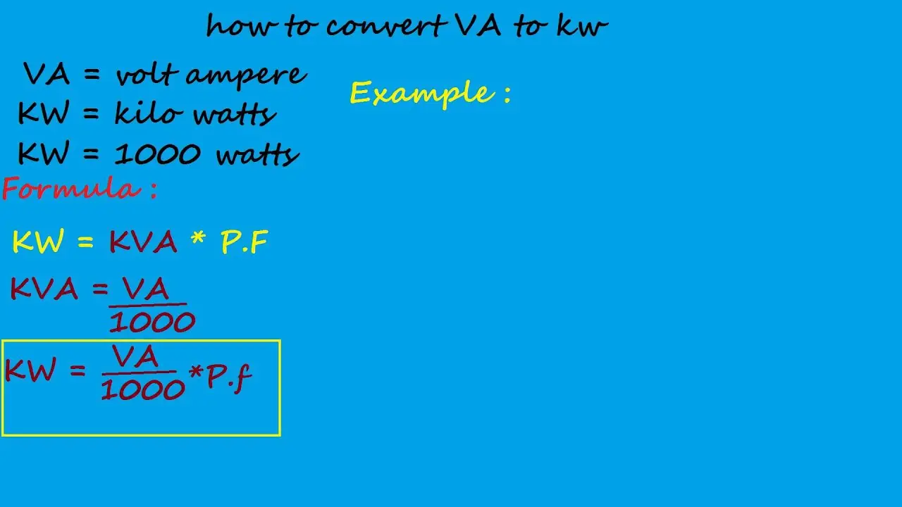 Convert volt-amperes (VA) to kilowatts (kW)