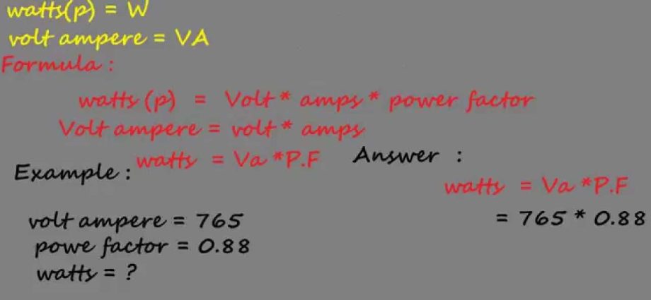 Convert Watts (W) to Volt-Amperes (VA)