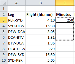 在 Excel 中以不同方式將小時轉換為分鐘