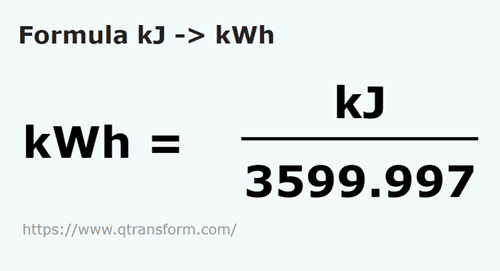 কিলোজুল (kJ) কে কিলোওয়াট (kW) এ রূপান্তর করা হচ্ছে
