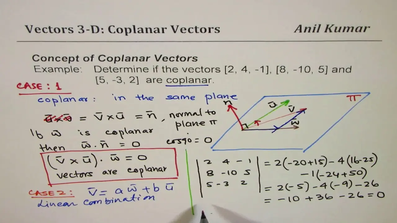 Coplanar vectors