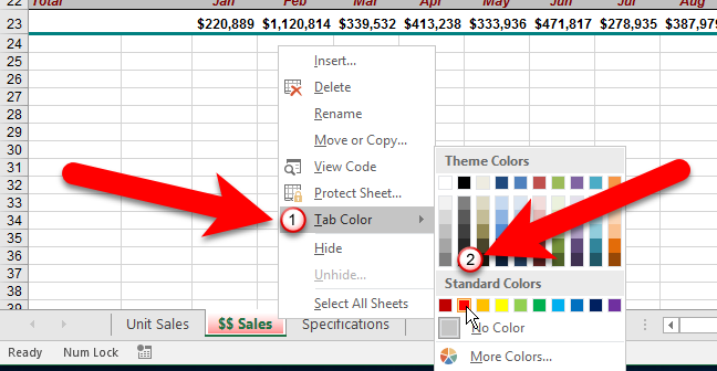 Kopier, flyt og skift farven på et regneark i Excel