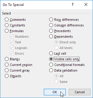 Copy only visible cells