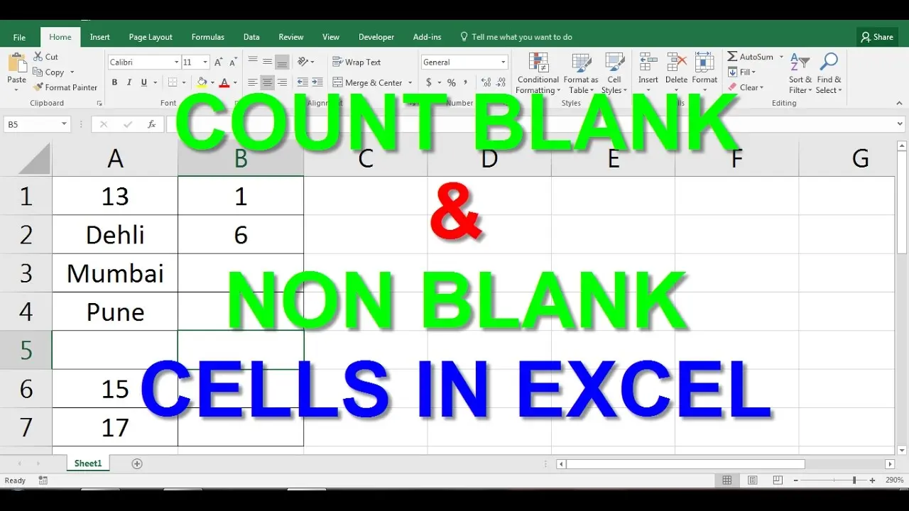 Count blank and non-blank cells in Excel