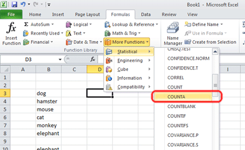 計算Excel中填充單元格的數量