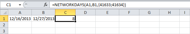 Count weekdays and working days in Excel
