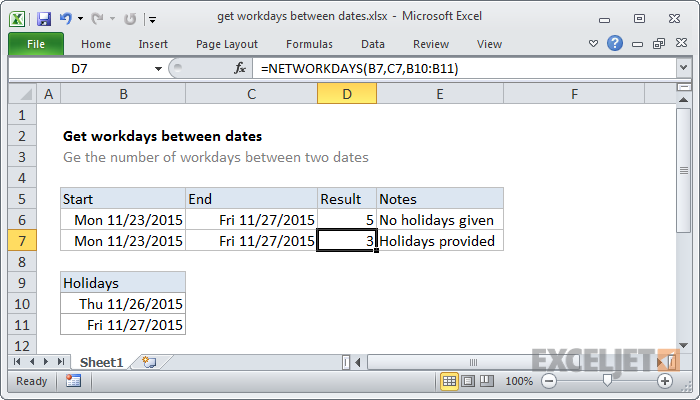 Հաշվեք աշխատանքային օրերը և աշխատանքային օրերը Excel-ում