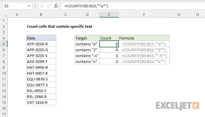 Counting the number of instances of text in Excel