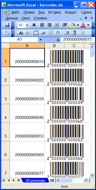 Create a barcode in Excel