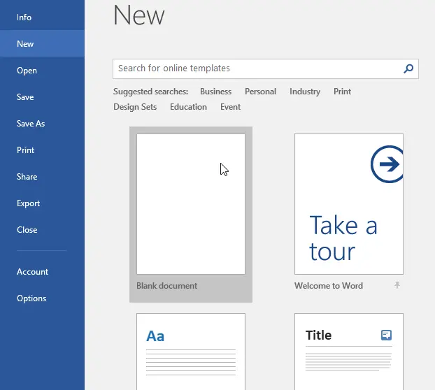 Create and open documents in Word