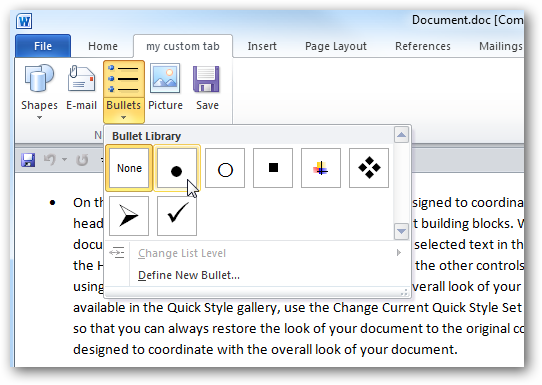 Creating a Custom Tab on the Menu Ribbon in Office 2010