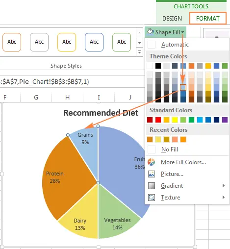 Creating a Pie Chart in Excel