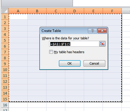 Creating and using tables in Microsoft Excel