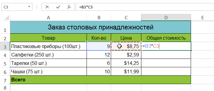 Creating Simple Formulas in Microsoft Excel