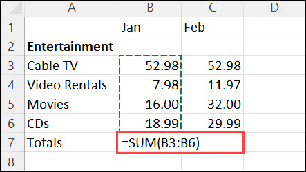 Creating Simple Formulas in Microsoft Excel