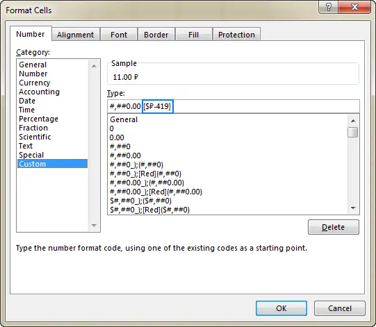 Custom formats in Excel