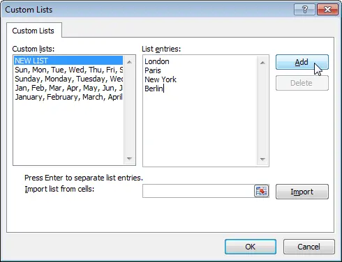 Custom Lists in Excel