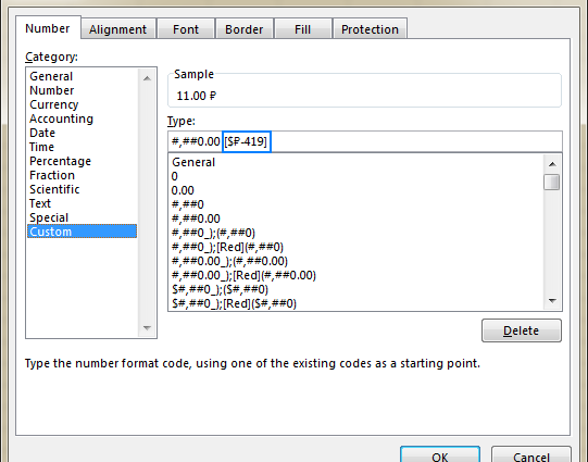 Custom number formats in Excel