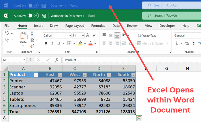 Data exchange between Excel and Word