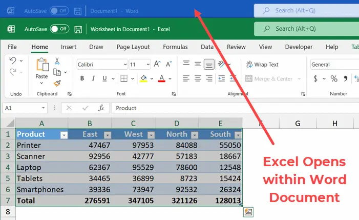 Data exchange between Excel and Word