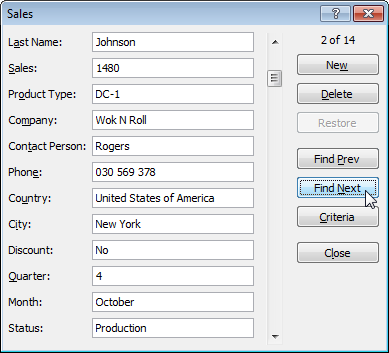 Data Form in Excel