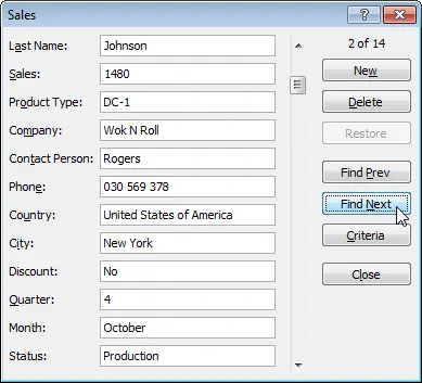 Data Form in Excel