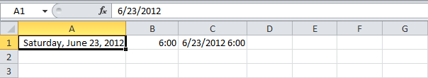 Date and time formats in Excel